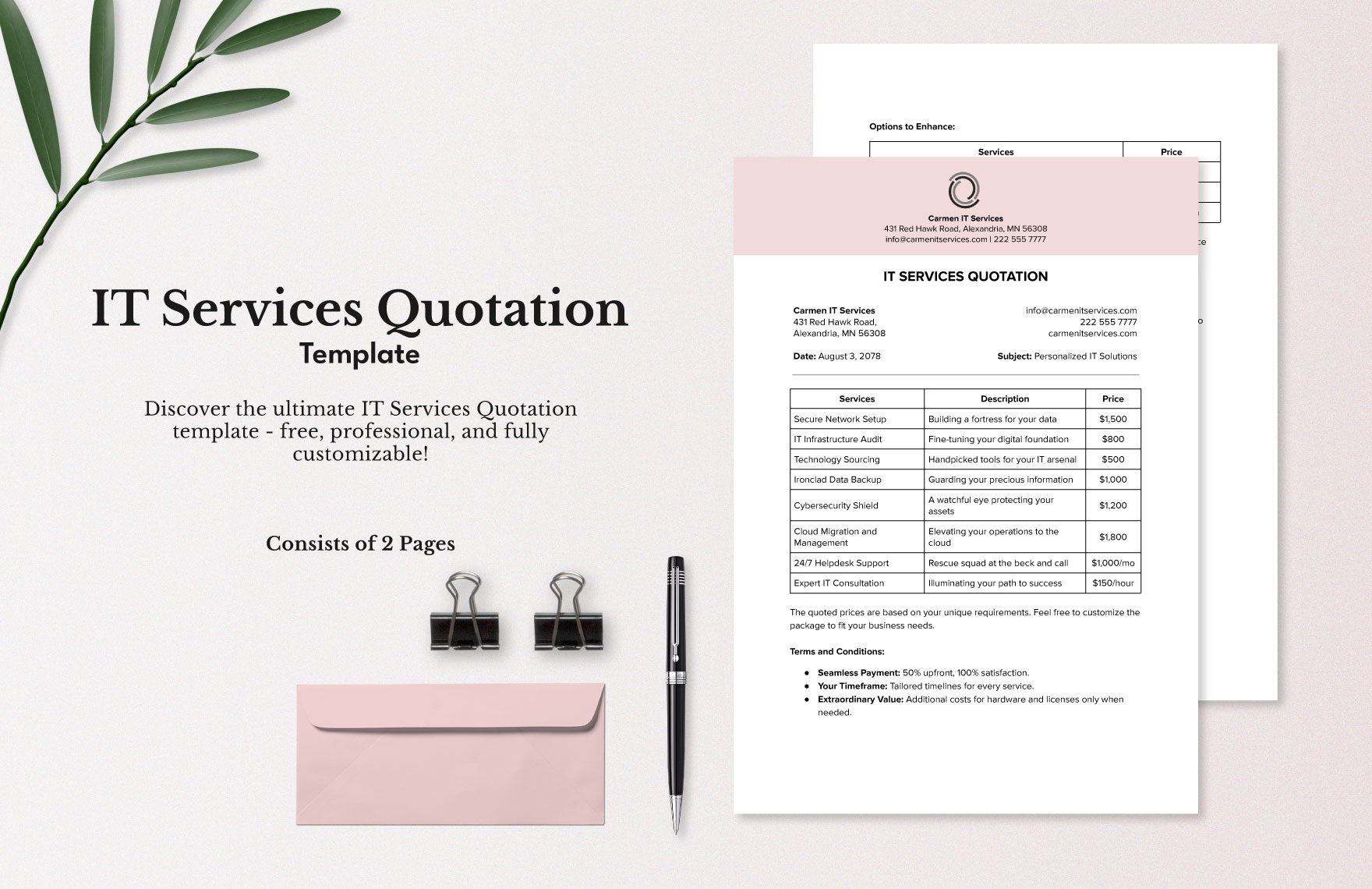 IT Services Quotation Template in Google Sheets, Pages, Apple Numbers, Excel, Word, PDF, Google Docs, PSD - Download | Template.net