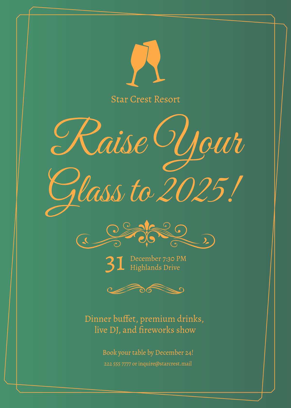 Free Classy New Year's Eve Party Invitation Template