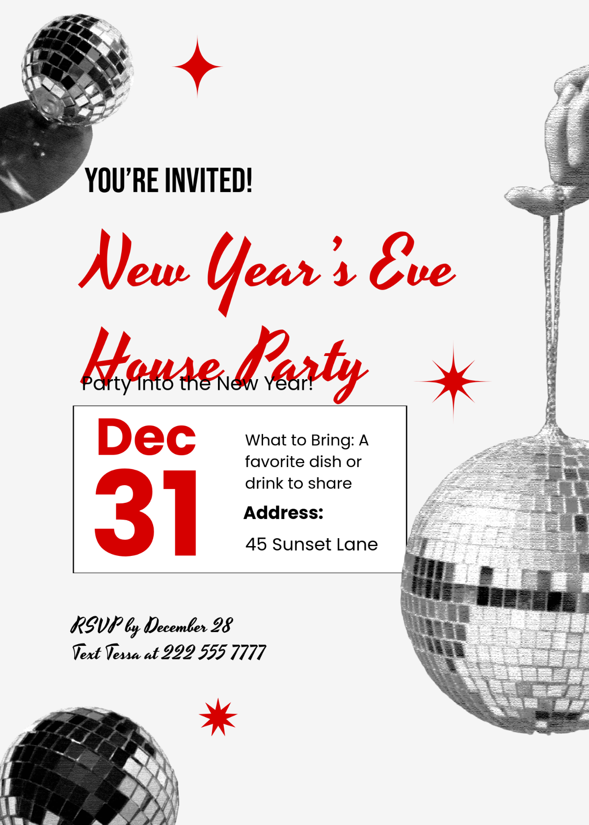 Free New Year Eve House Party Invitation Template