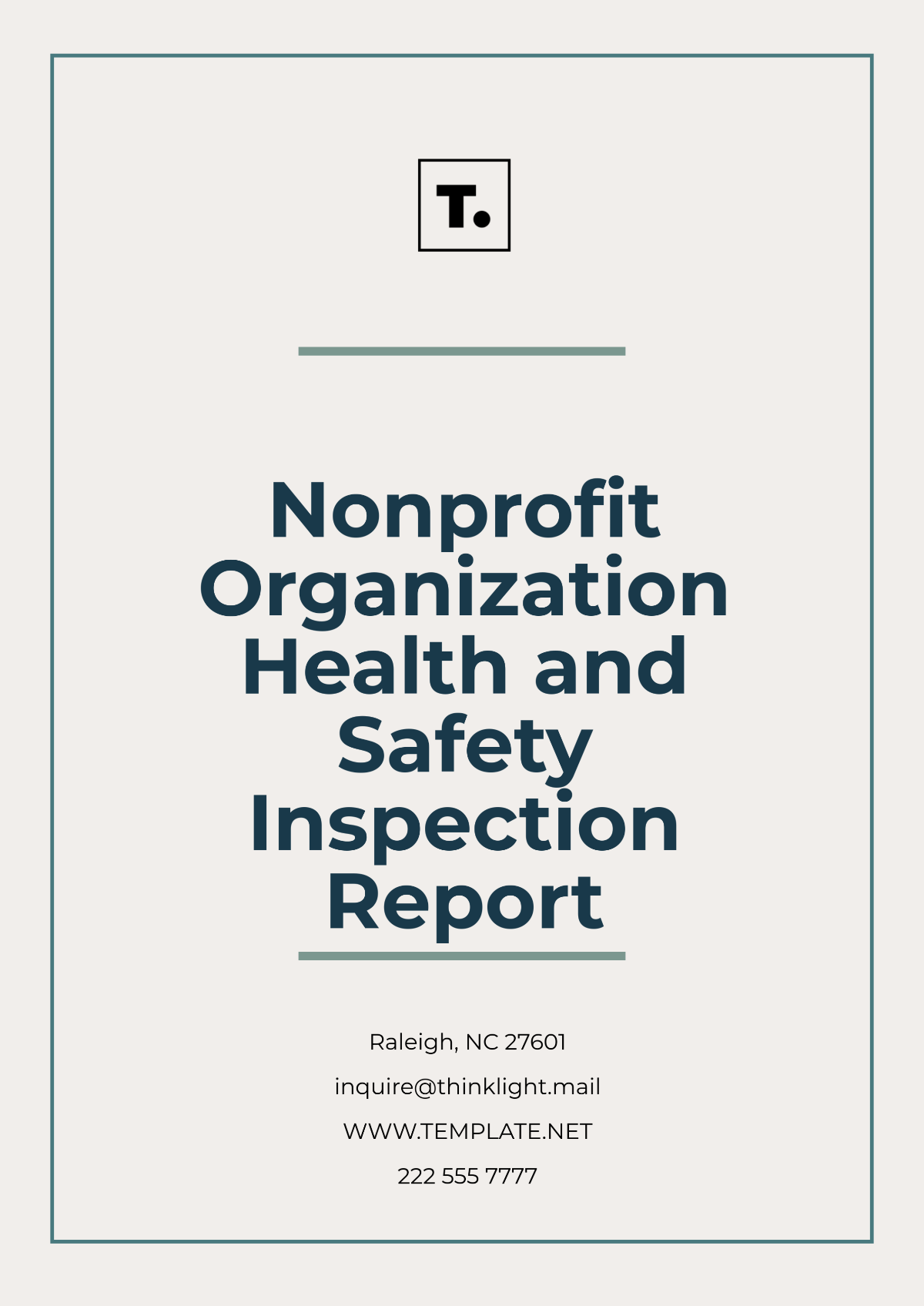 Free Nonprofit Organization Health and Safety Inspection Report Template