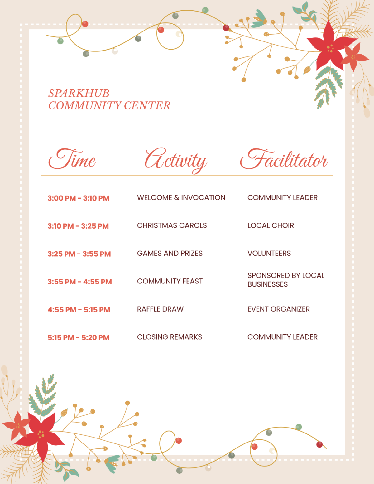 Free Merry Christmas Party Program Template