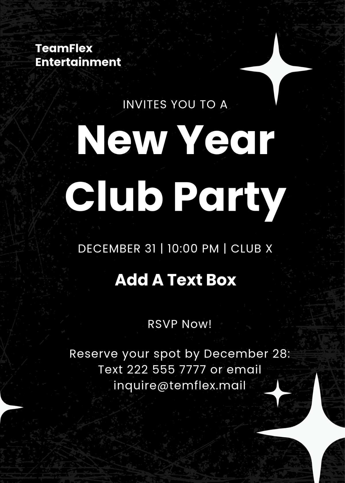 Free Club Party New Year Invitation Template