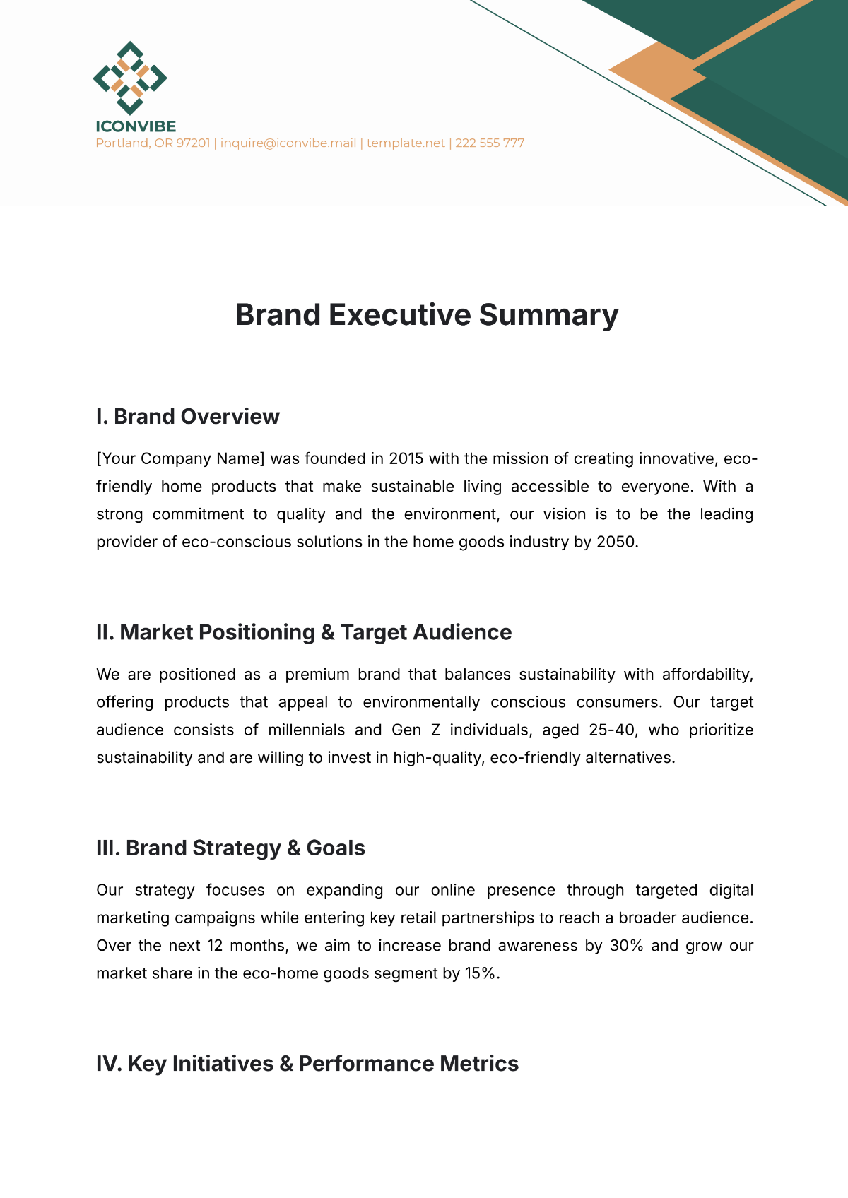 Brand Executive Summary Template - Edit Online & Download