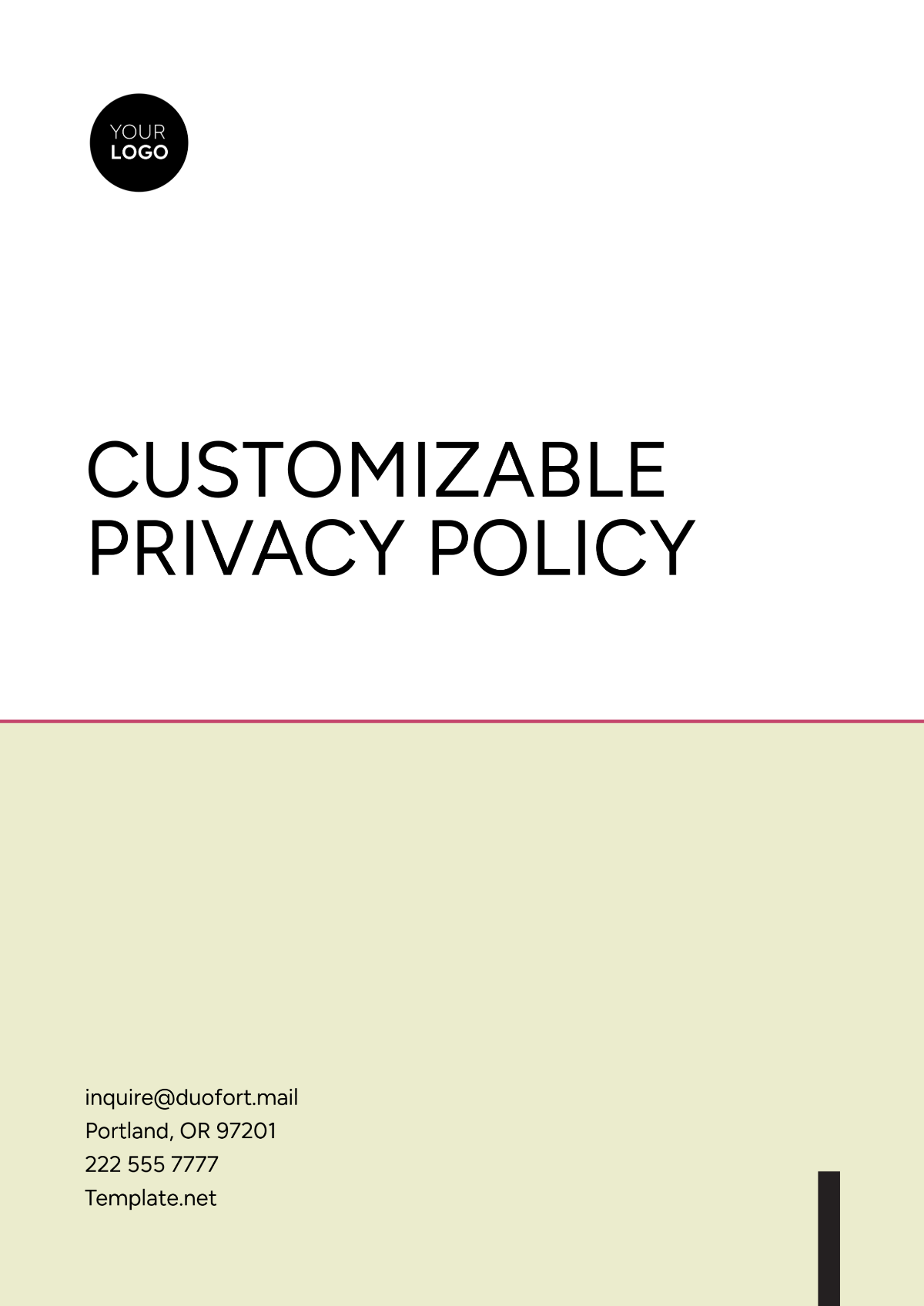 Free Customizable Privacy Policy Layout Template