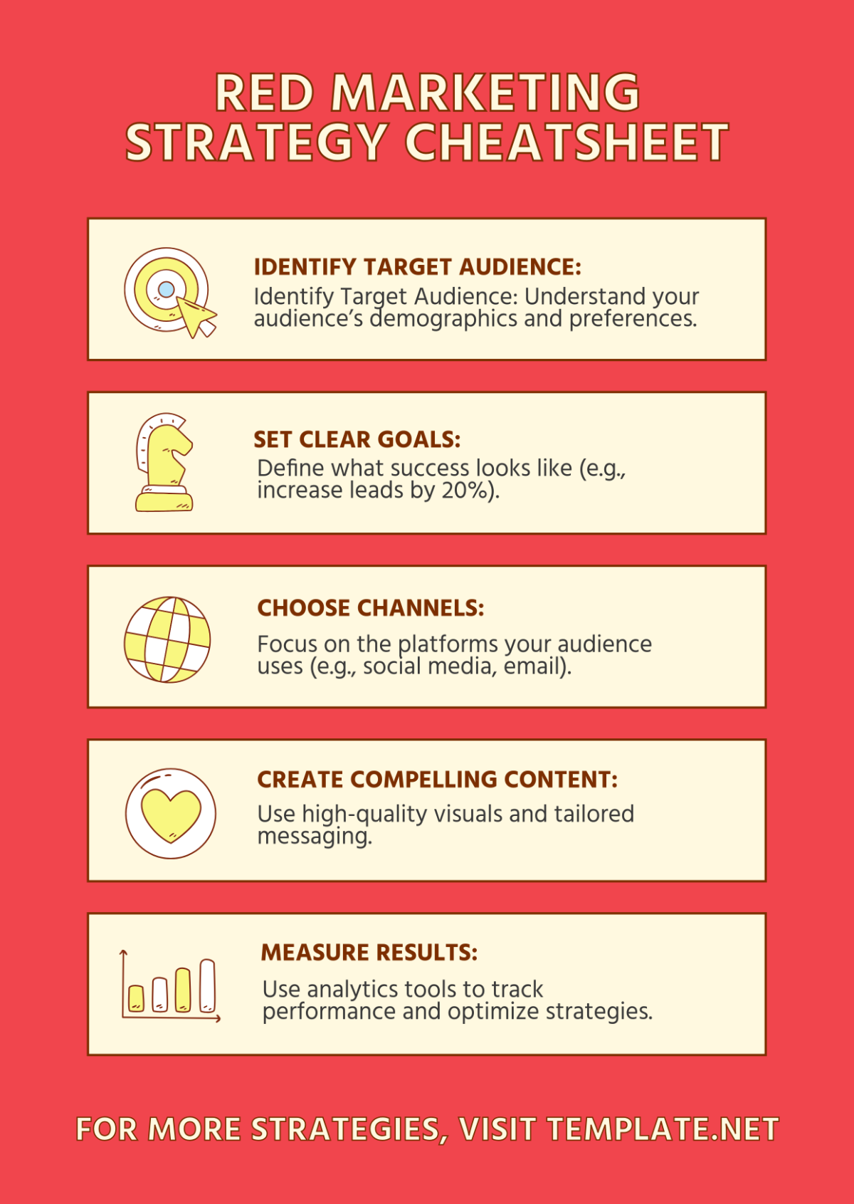 Free Red Marketing Strategy Cheatsheet Template