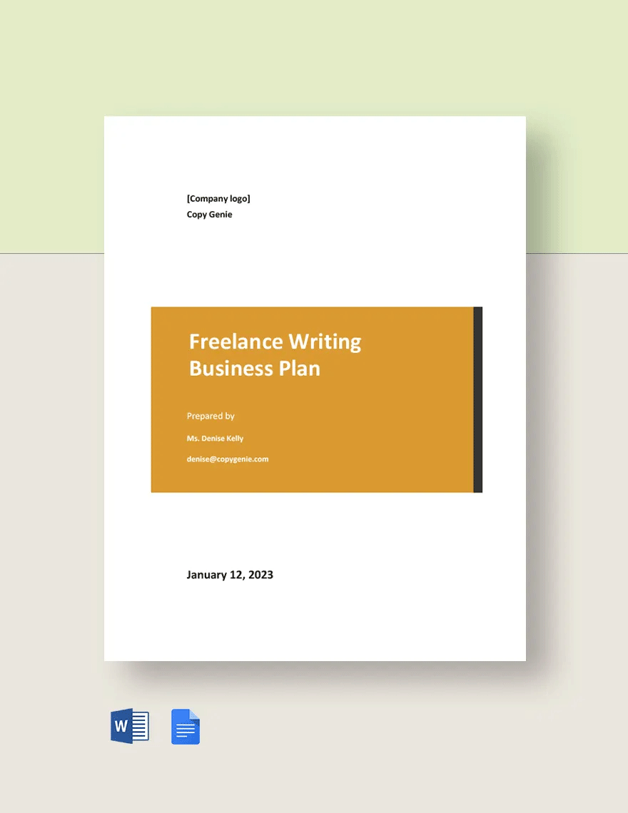 Freelance Writing Business Plan Template