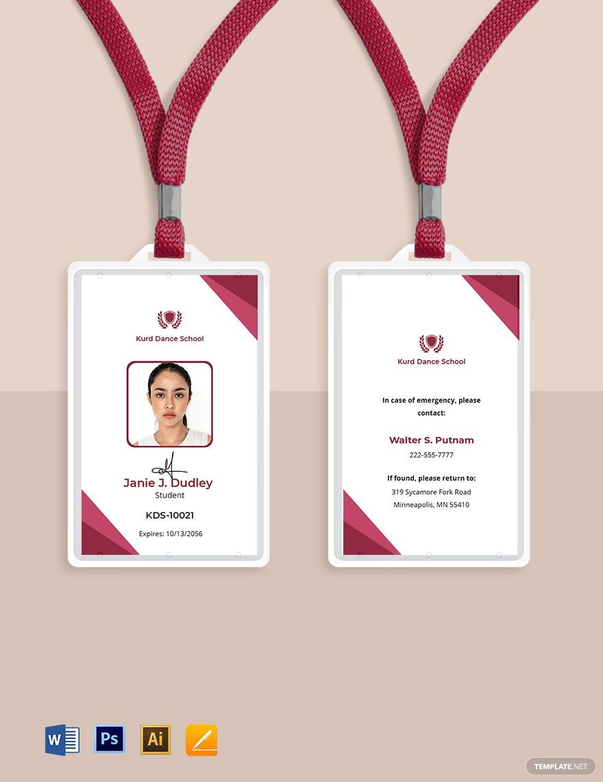 Dance School ID Card Template