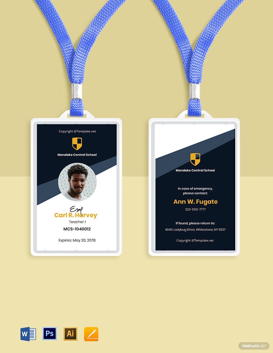 Sample School ID Card Template