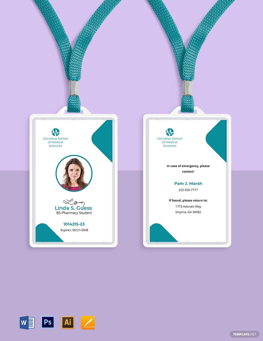 Pharmacy School ID Card Template in Word, Illustrator, PSD, Apple Pages