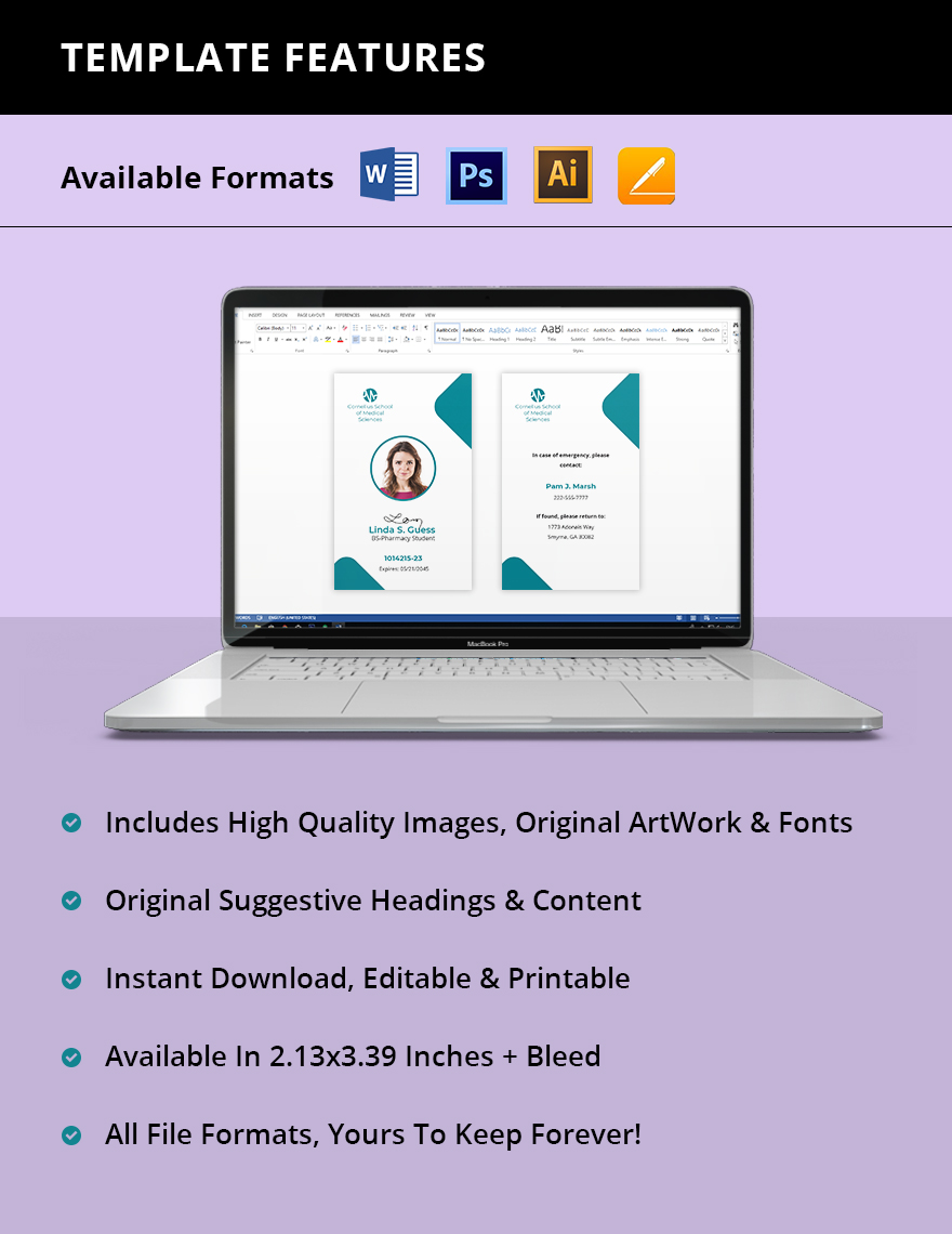 Pharmacy School ID Card Template