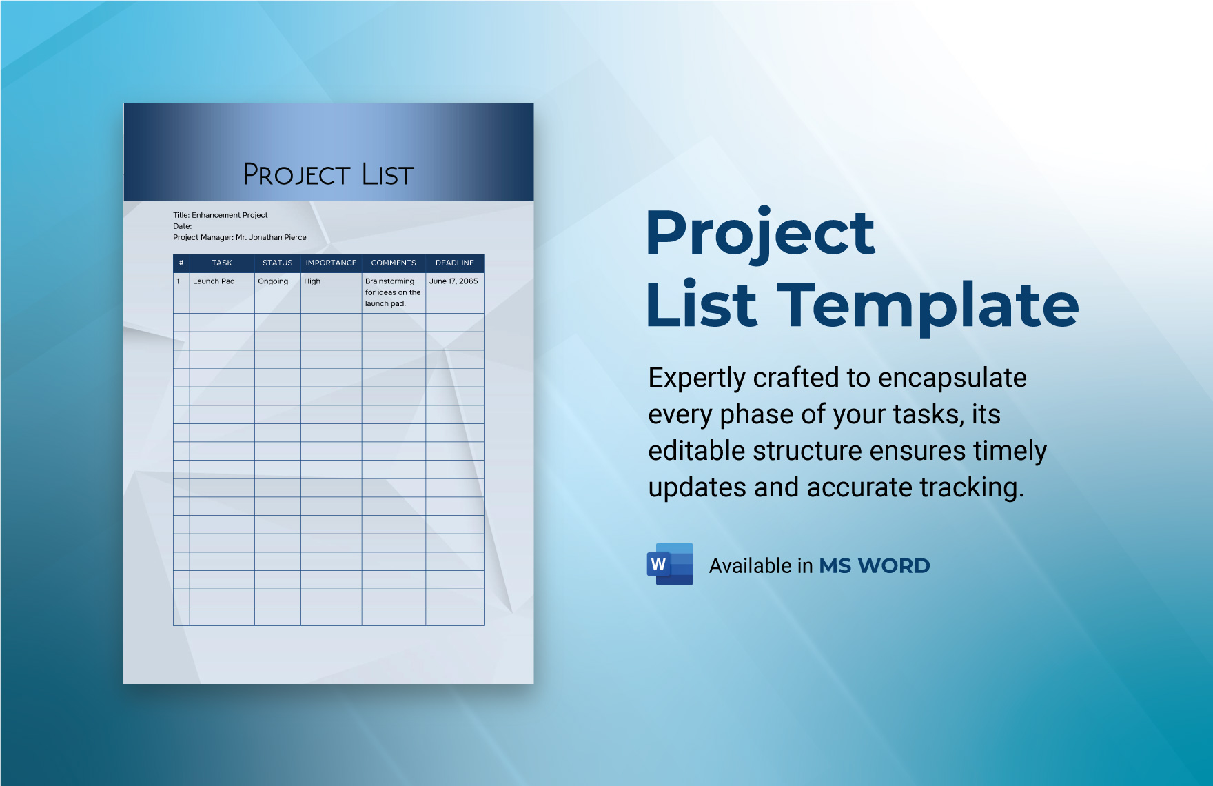 Project List Template in Word - Download | Template.net