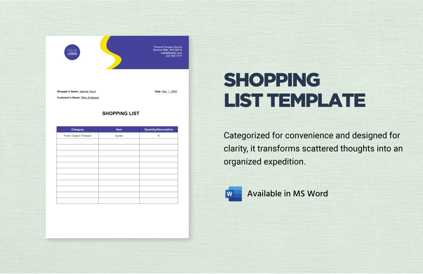 Shopping List Template in PDF, Google Docs, Word - Download | Template.net