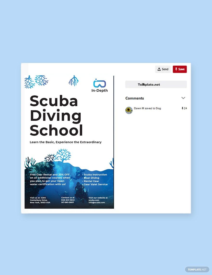 Scuba Diving School Pinterest Pin Template