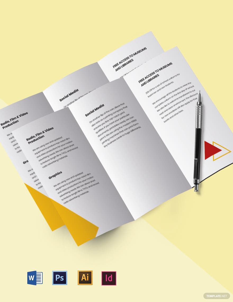 Tri-fold advertising graphic design brochure Template