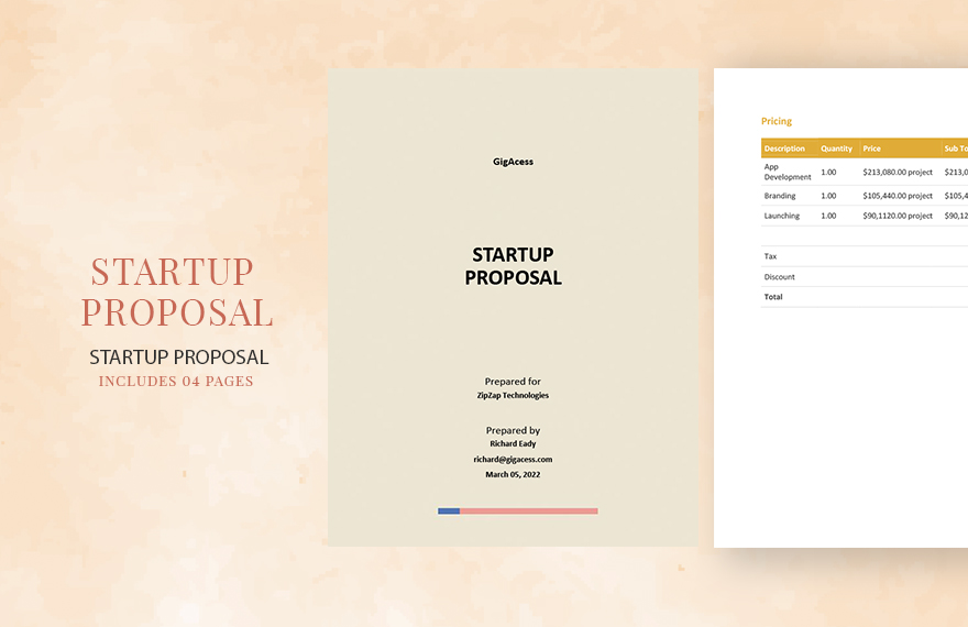 One Page Startup Proposal Template