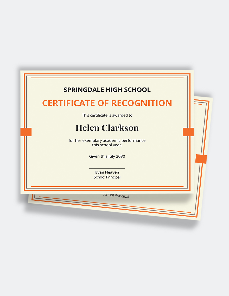 School Performance Award Certificate Template