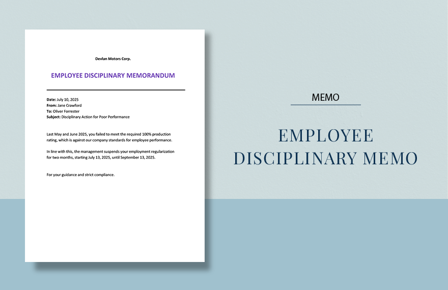 Sample Employee Disciplinary Memo Template