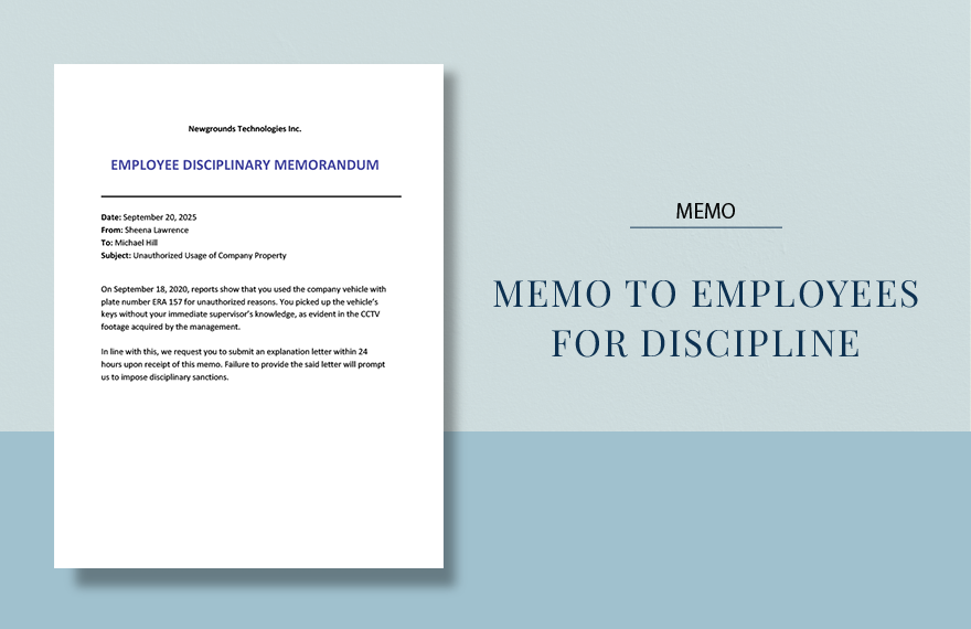 Sample Memo to Employees for Discipline Template