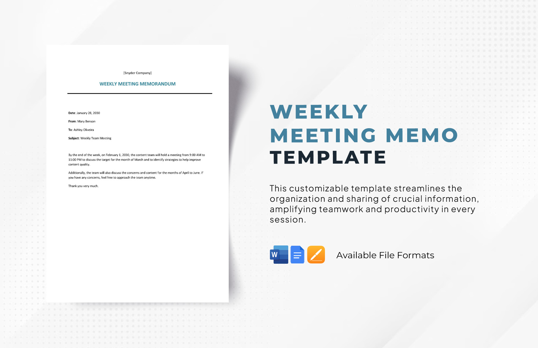   Weekly Meeting Memo Template