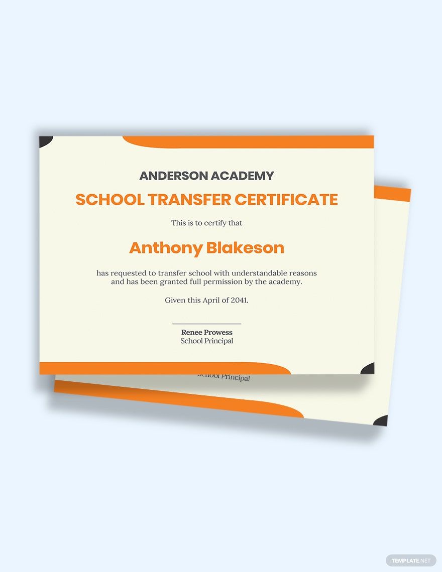 School Student Transfer Certificate Template