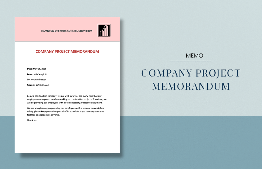 Project Memo Sample Template