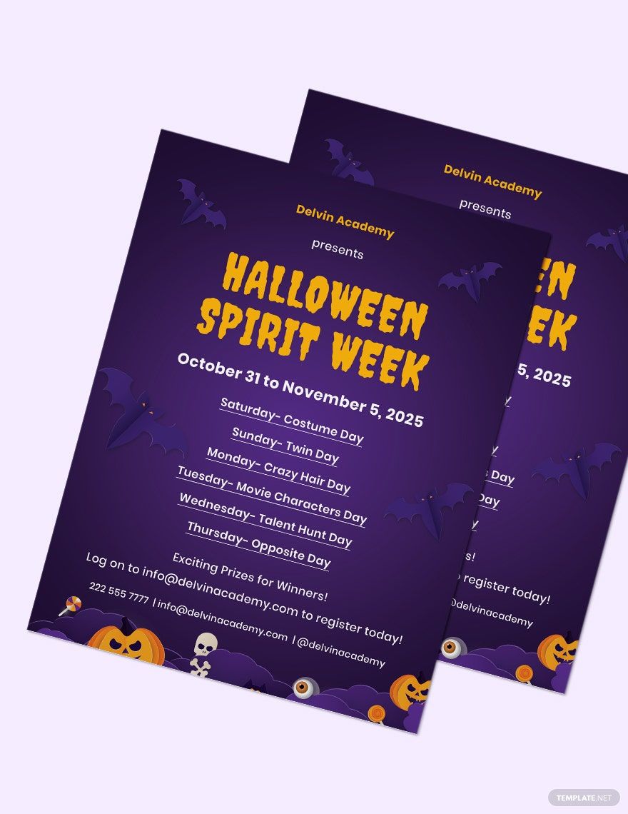 Halloween Spirit Week Flyer Template in Word, Google Docs, Illustrator, PSD, Apple Pages, Publisher