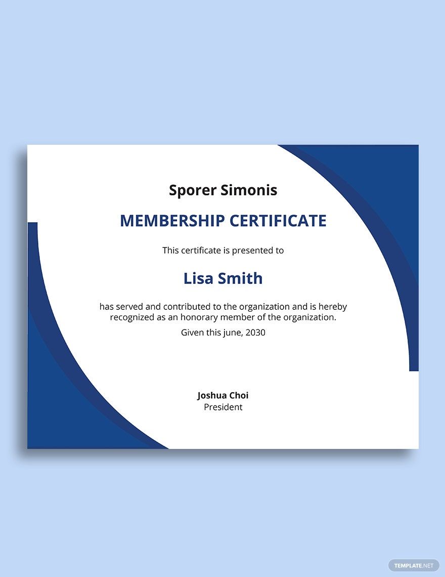 Editable Honorary Membership Certificate Template in Pages, Word, Publisher, Google Docs - Download | Template.net