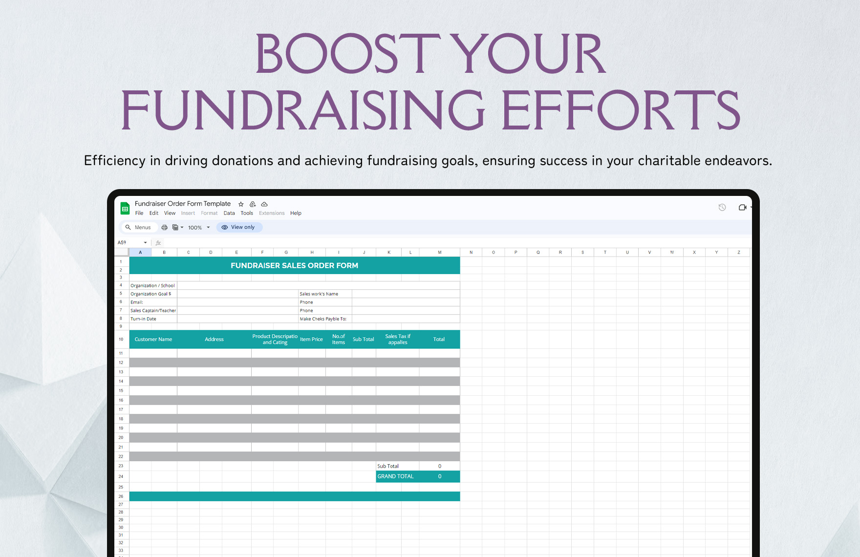 Fundraiser Order Form Template