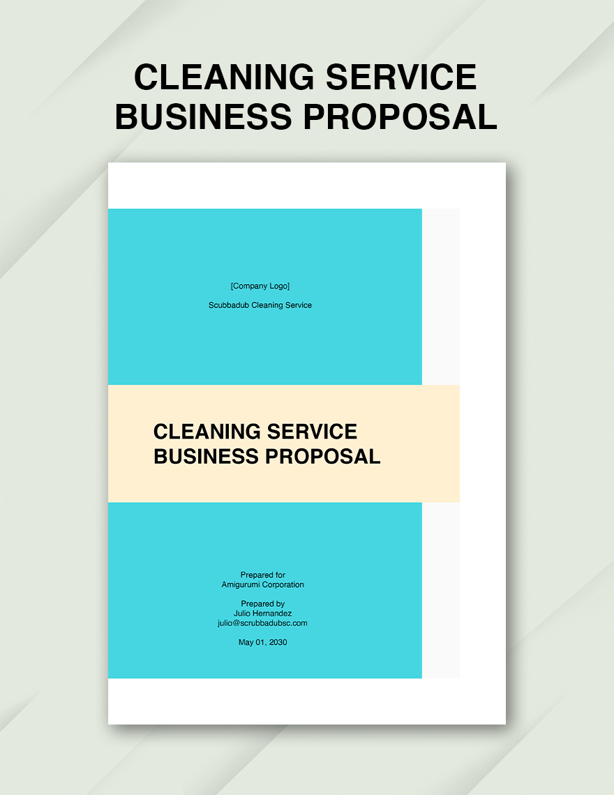 Sample Business Proposal Cleaning Service Template