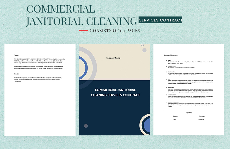 Commercial Contract Cleaning Janitorial Services Template