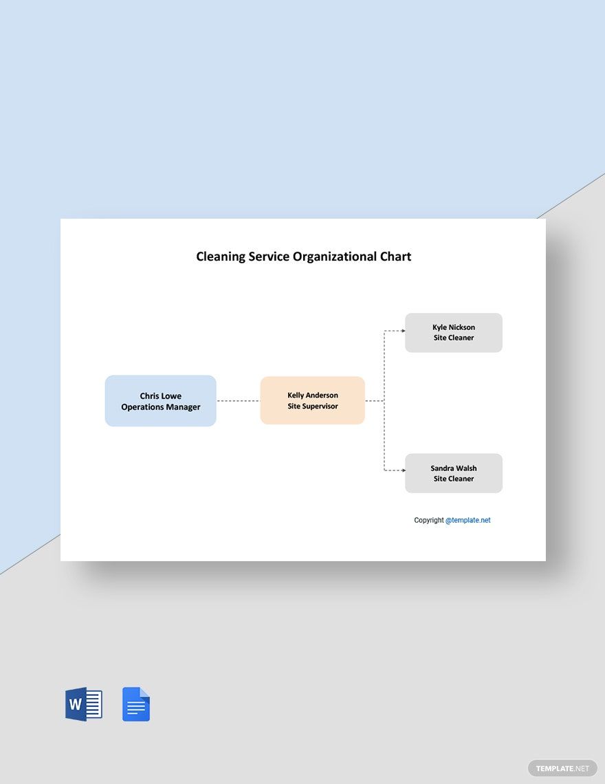 Sample Cleaning Service Organizational Chart Template