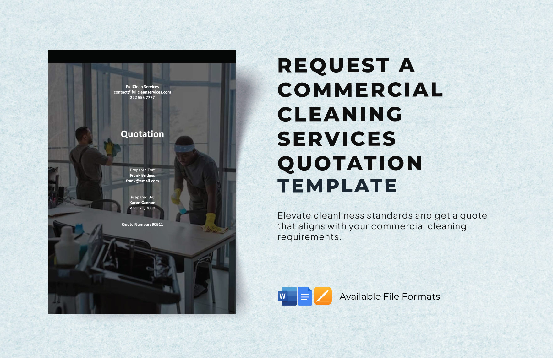 Request a Commercial Cleaning Services Quotation Template in Word, Google Docs, Apple Pages, PDF - Download | Template.net