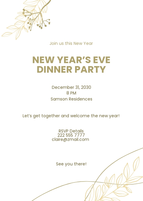 New year's Eve Invitation Template