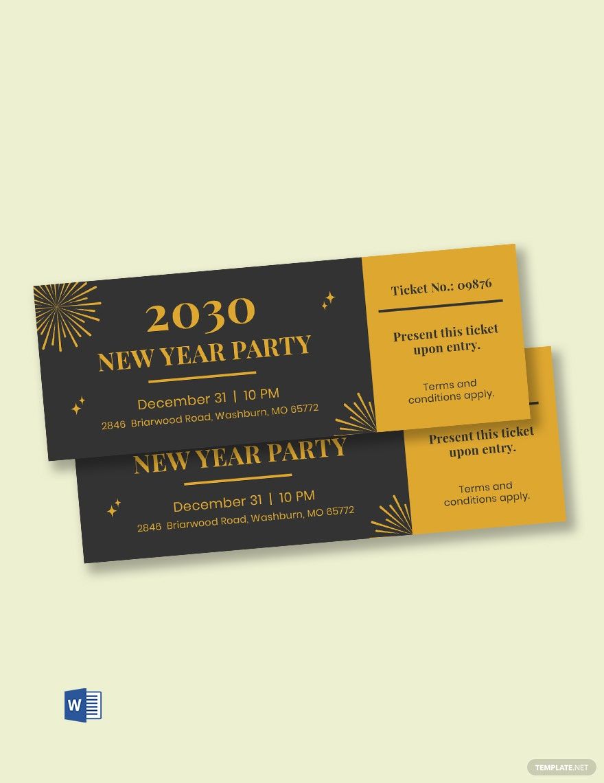 New Year Party Ticket Template