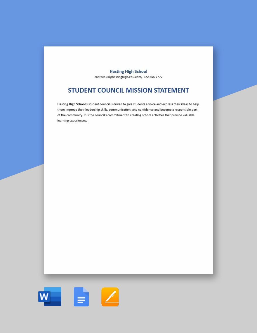 Student Council Mission Statement Template