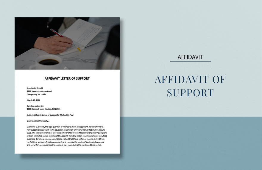 Affidavit of Support Example Template