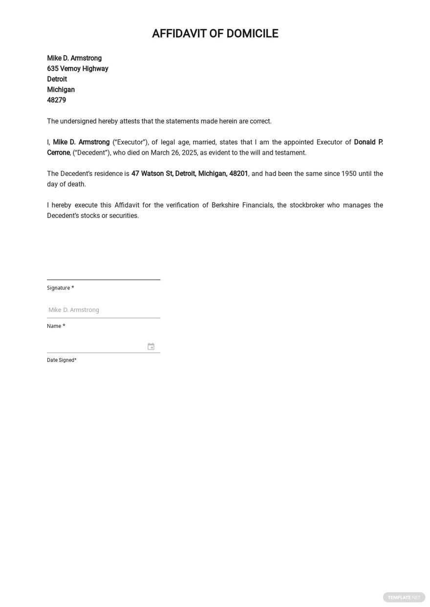 Microsoft Word Affidavit Template