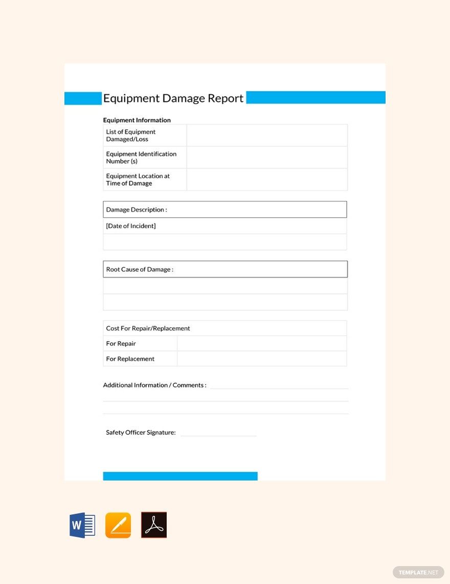 Equipment Damage Report Template