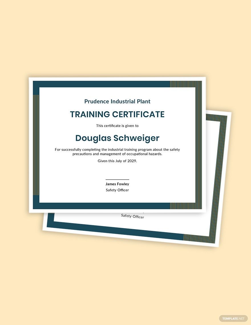 Industrial Training Certificate Template in Illustrator, Pages, PSD, Outlook, Word, Publisher, Google Docs, PDF - Download | Template.net