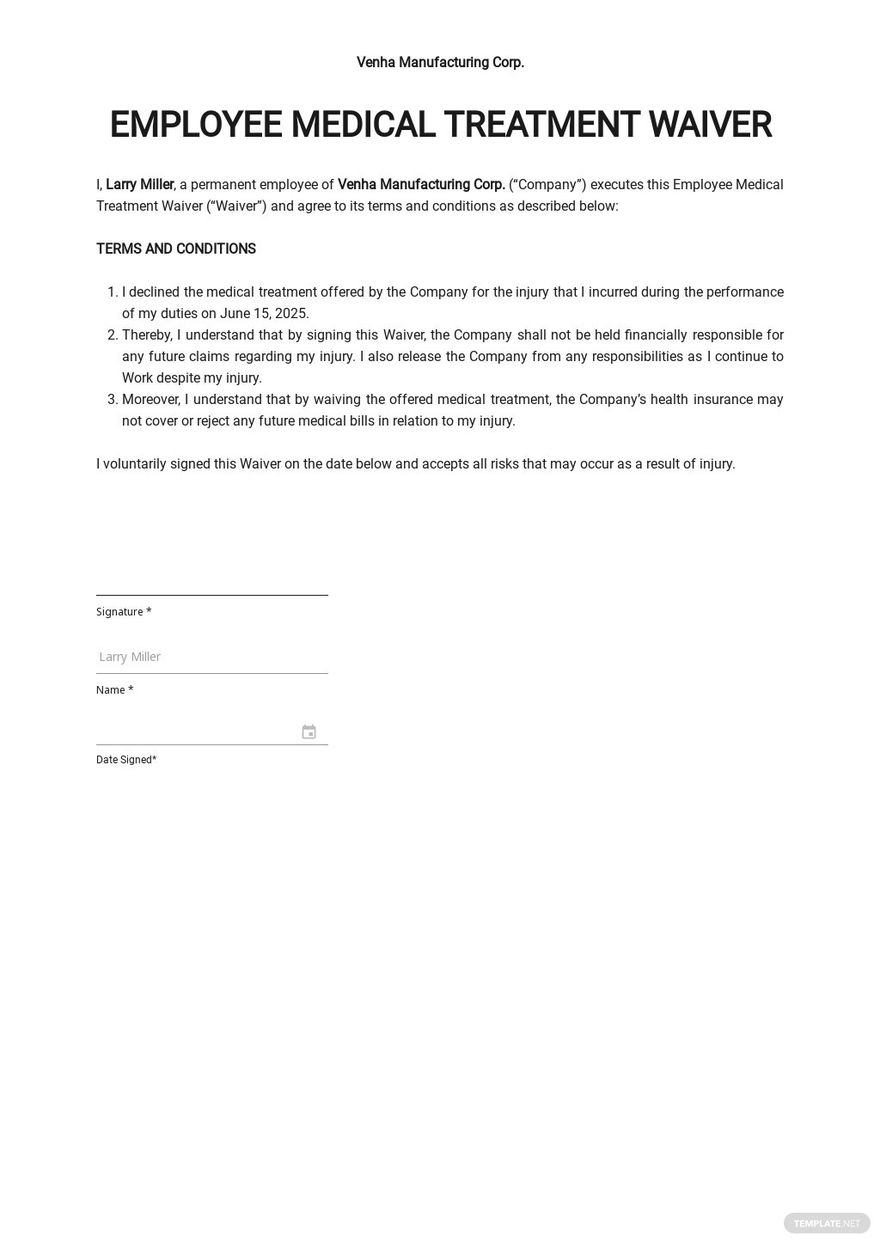 Medical Waiver Form Template