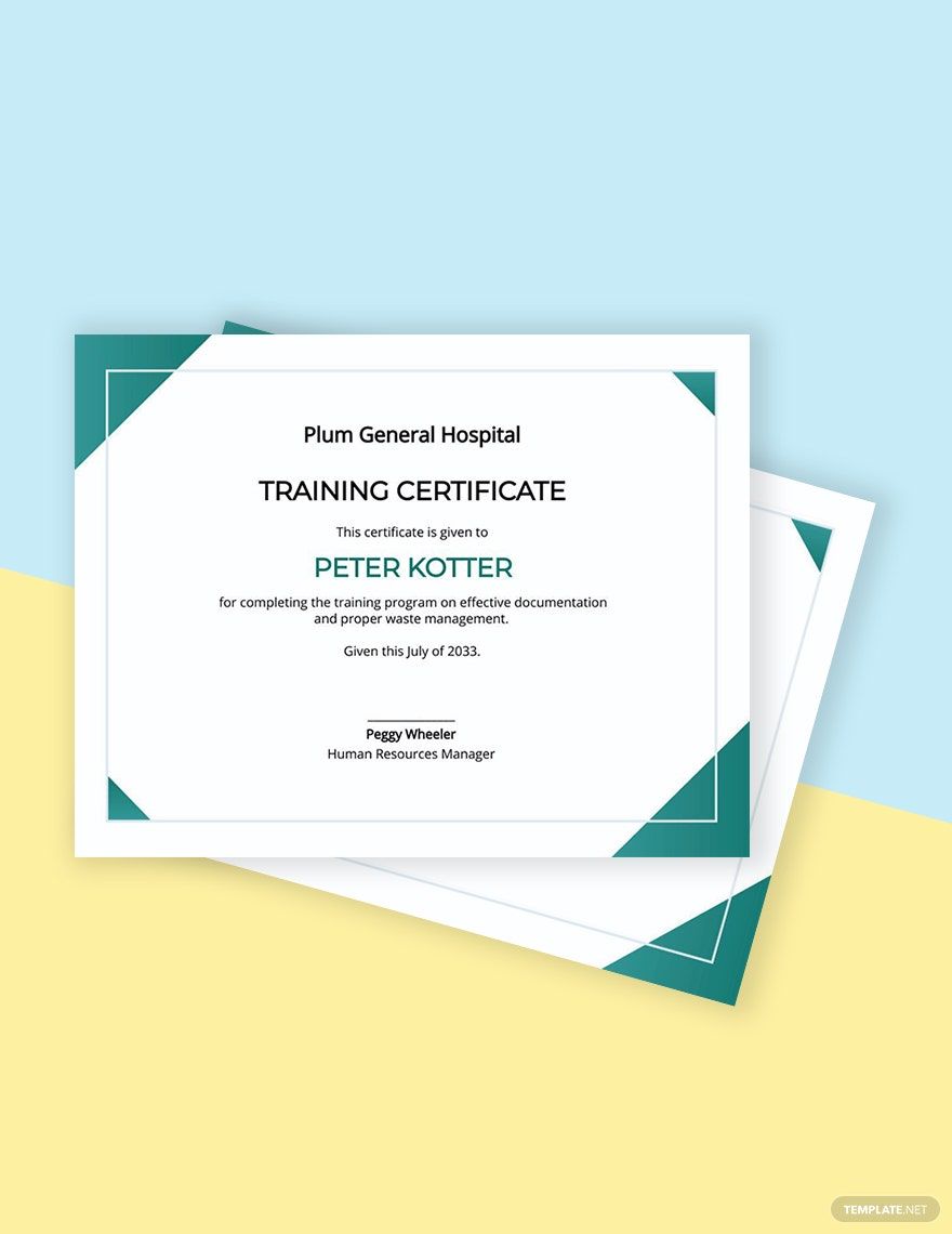 Hospital Training Certificate Template in Illustrator, PSD, Pages, Outlook, Word, Publisher, Google Docs, PDF - Download | Template.net