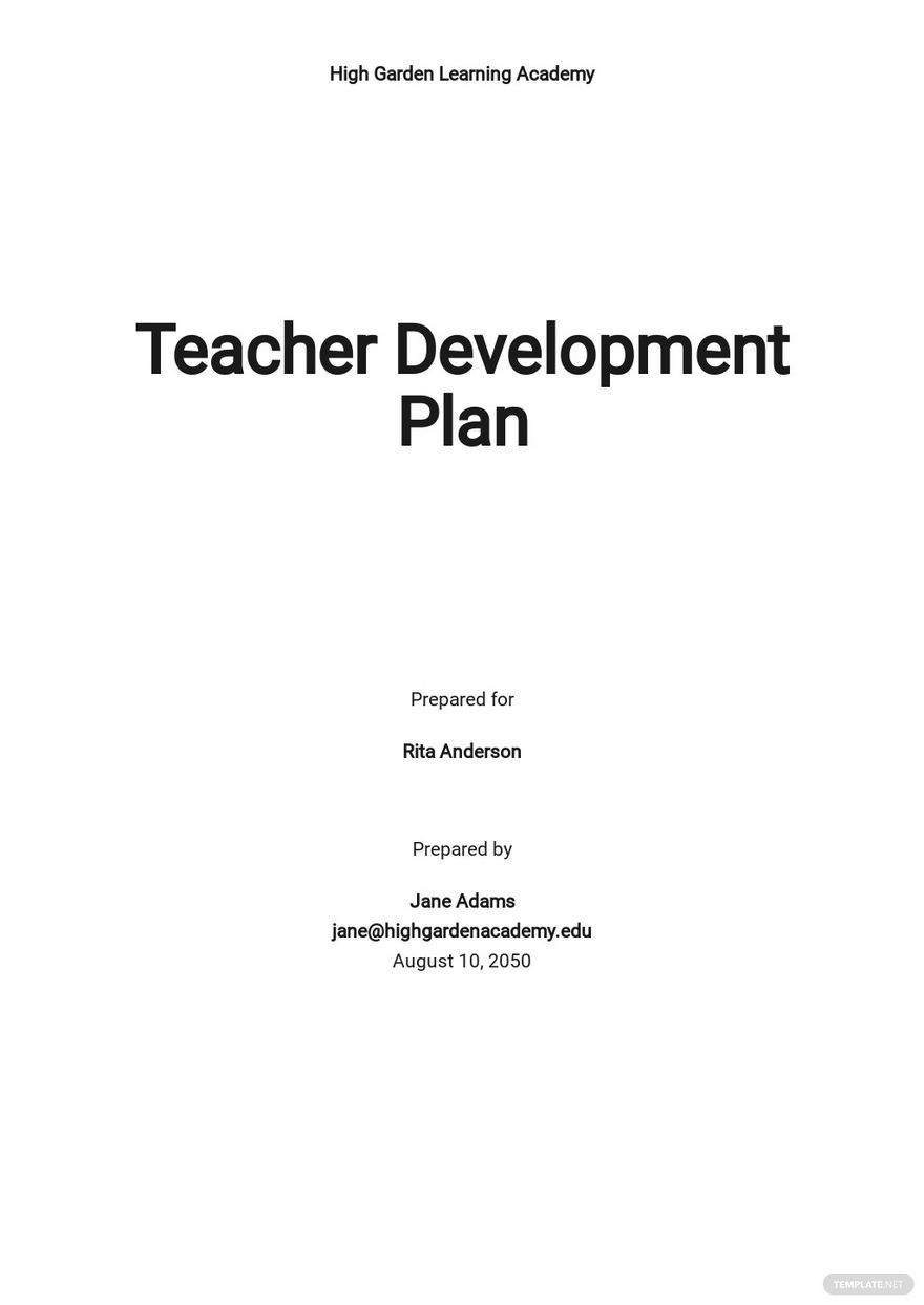 Sample Development Plan For Master Teacher