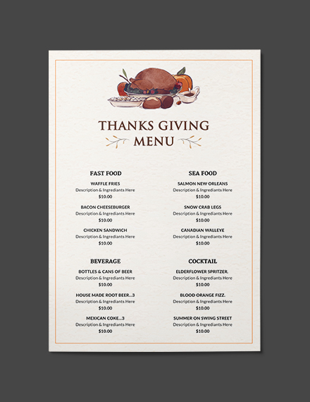 thanksgiving dinner party menu templates 1x