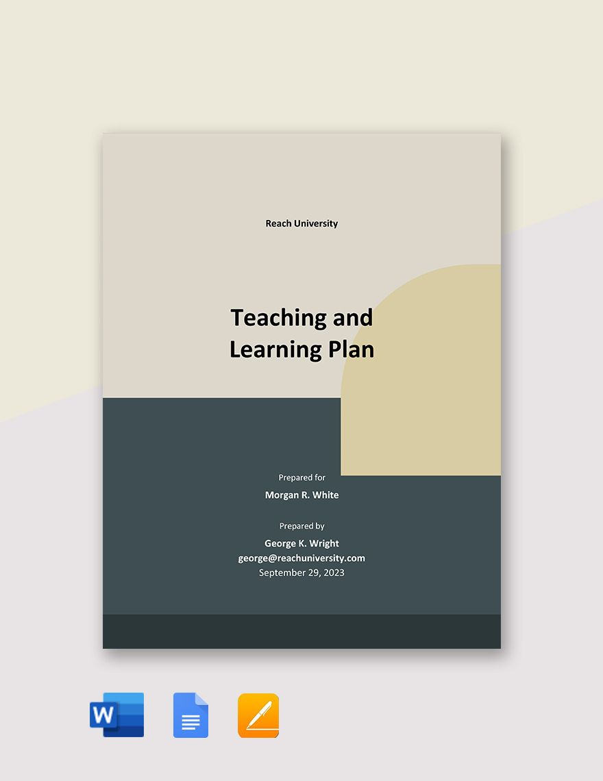 Teaching and Learning Plan Template in PDF, Word, Pages, Google Docs - Download | Template.net