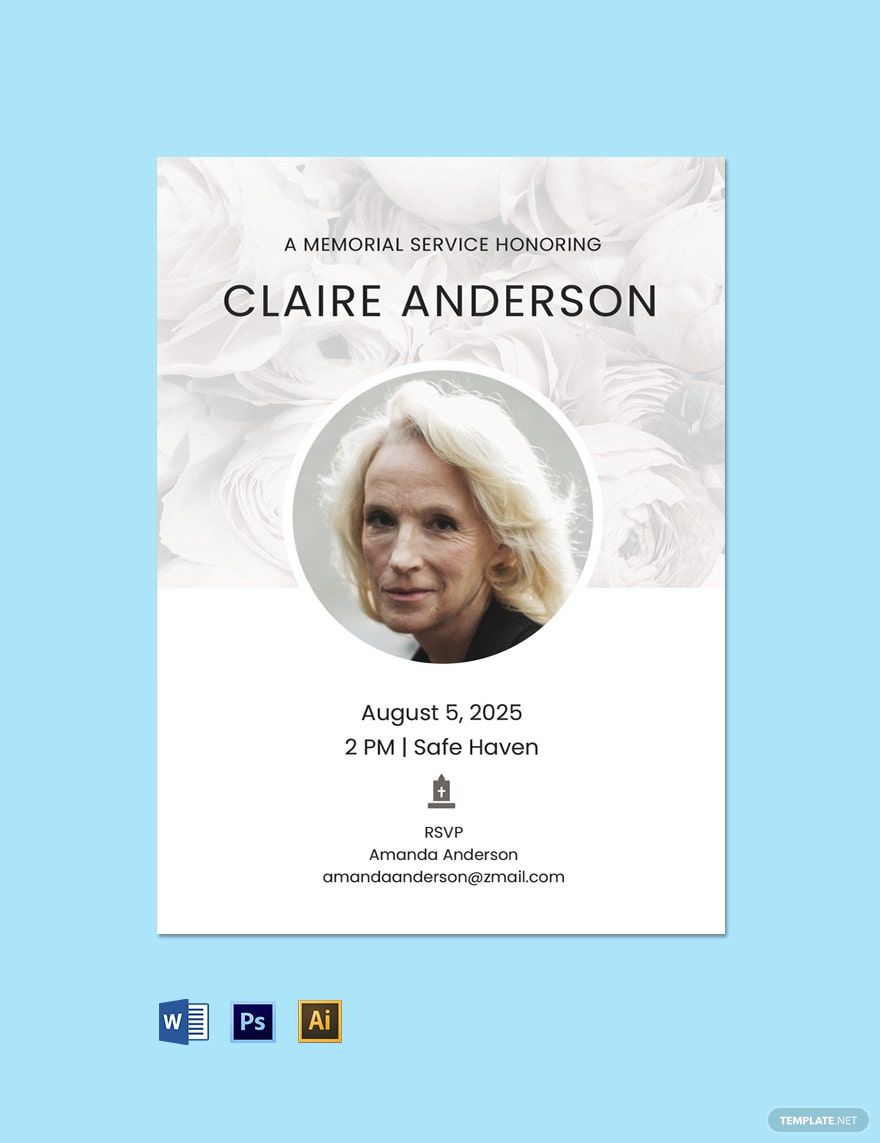 Sample Funeral Service Invitation Template