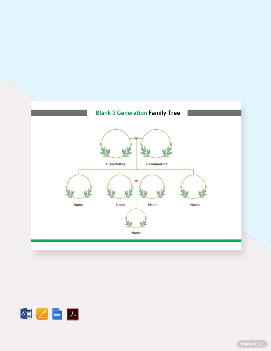 Blank 3 Generation Family Tree Template