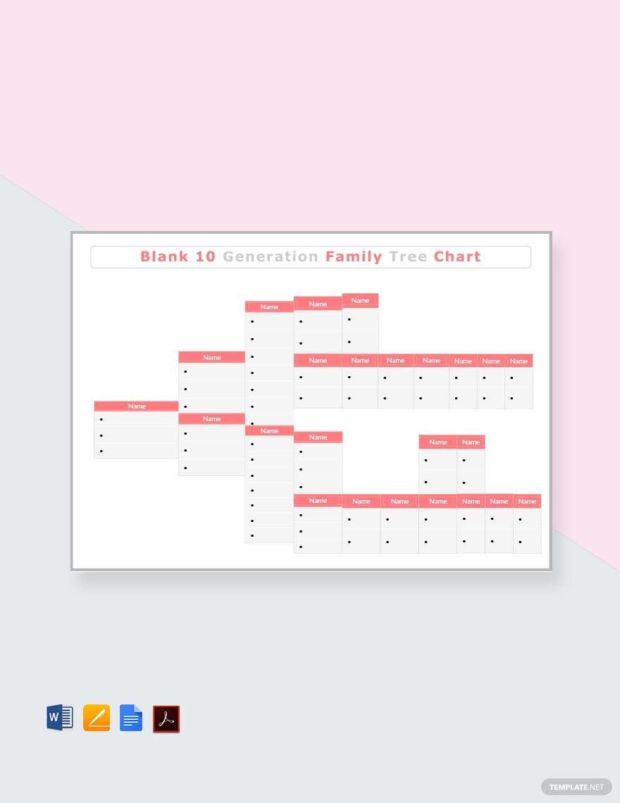 Sample Blank 10 Generation Family Tree Template