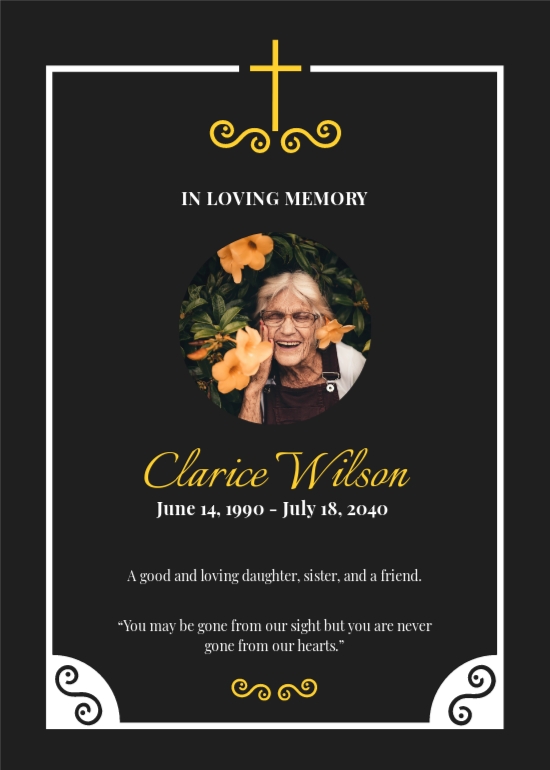 Editable Funeral Card Template at Leah Metz blog