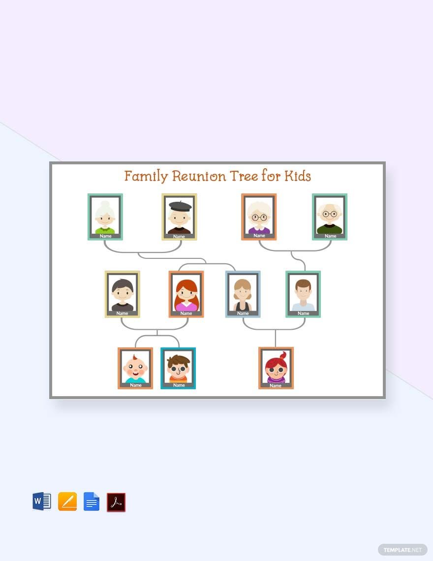 Family Reunion Tree Template For Kid's