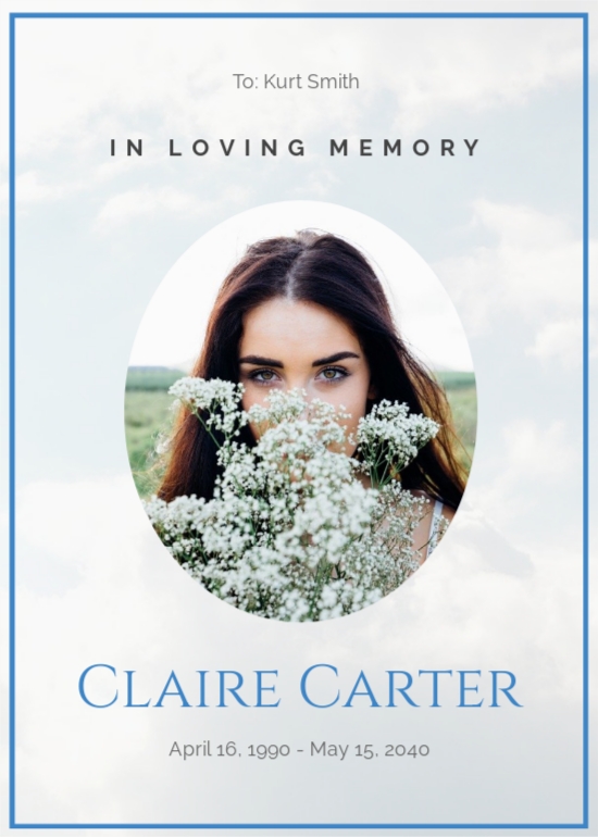 Funeral Service Memorial Card Template